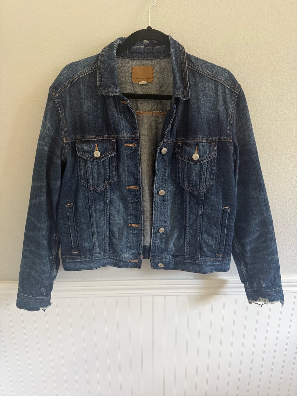 American Eagle Outfitters Denim Jacket in Dark Blue 100% cotton